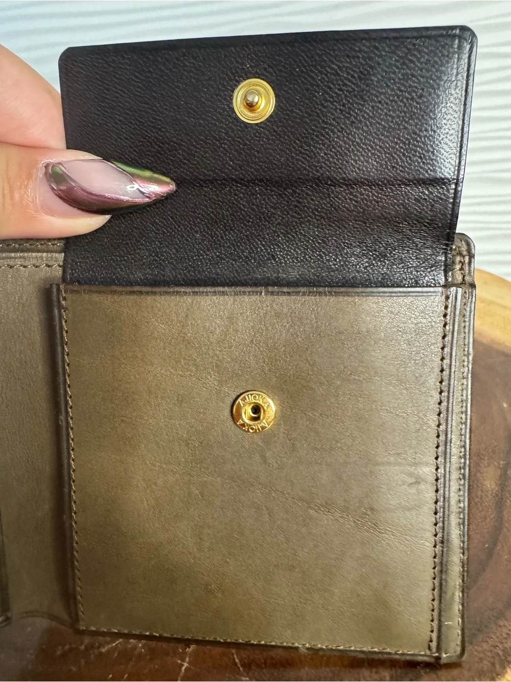 Yves Saint Laurent Gold Snap Detail on Olive Leather